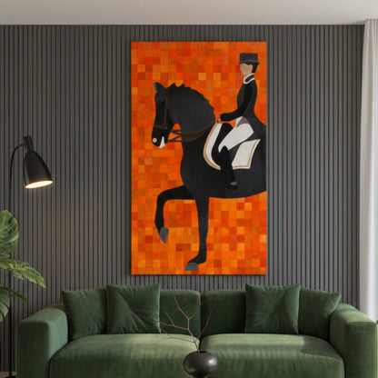 The Marshal - Horse & Rider Bovine Leather Wall Art ~ 5 feet