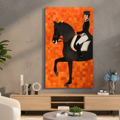 The Marshal - Horse & Rider Bovine Leather Wall Art ~ 5 feet