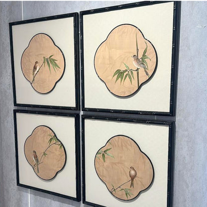 Perched - Bird Themed Textured Wall Art (Set of 4)