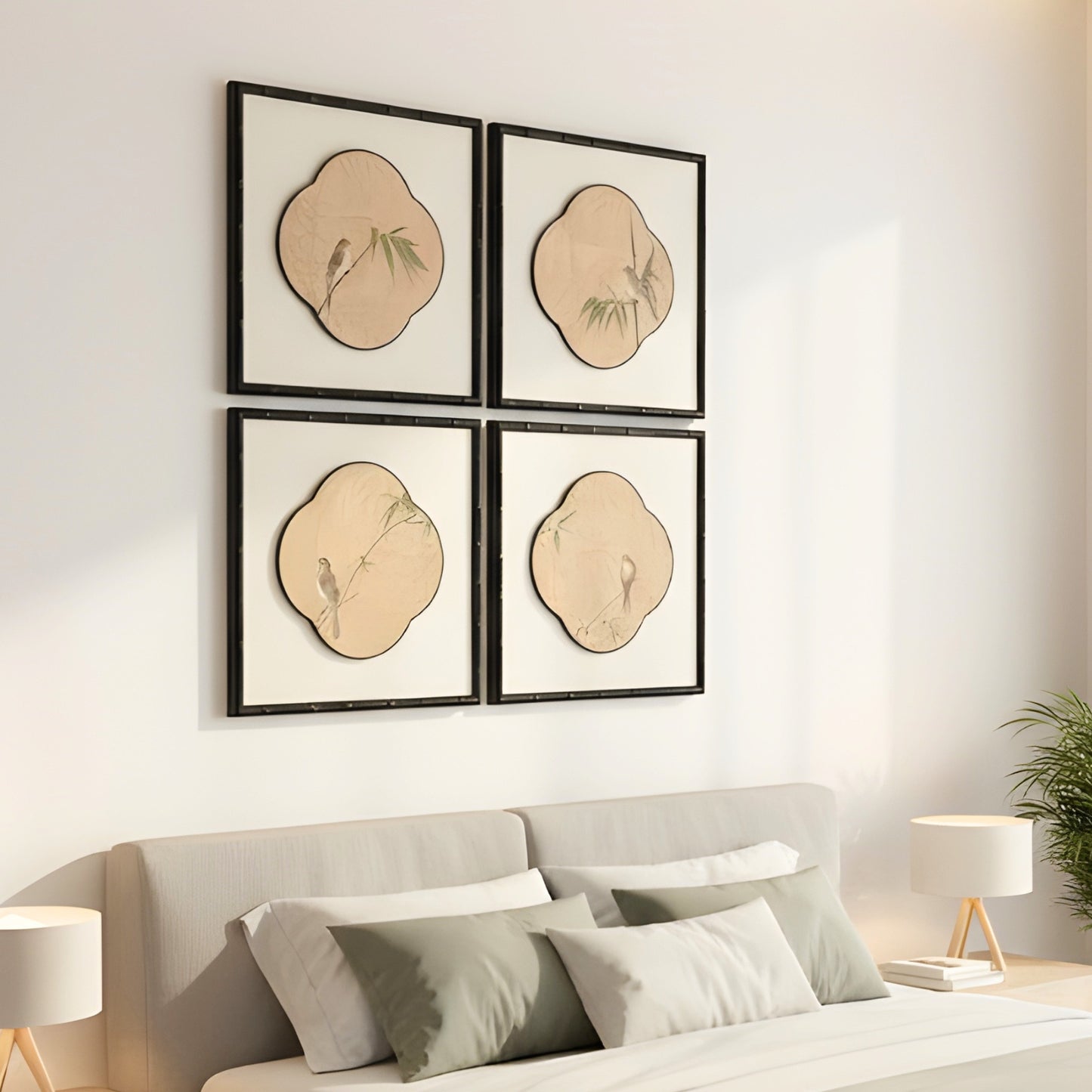 Perched - Bird Themed Textured Wall Art (Set of 4)