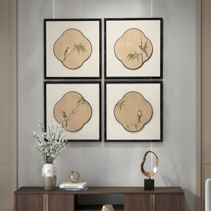 Perched - Bird Themed Textured Wall Art (Set of 4)