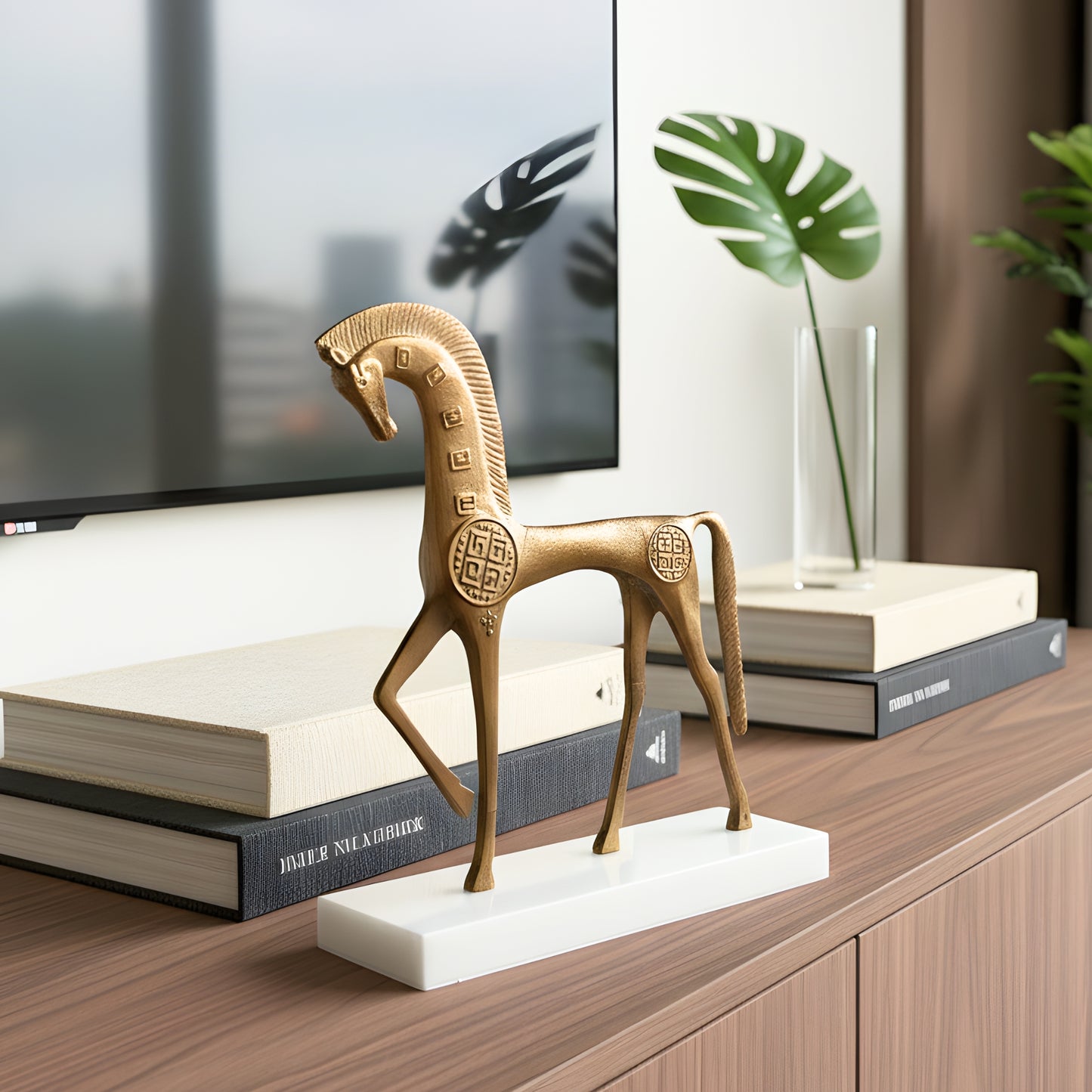 Stride - Metal & Marble Horse Showpiece ~ 1.5 ft Tall