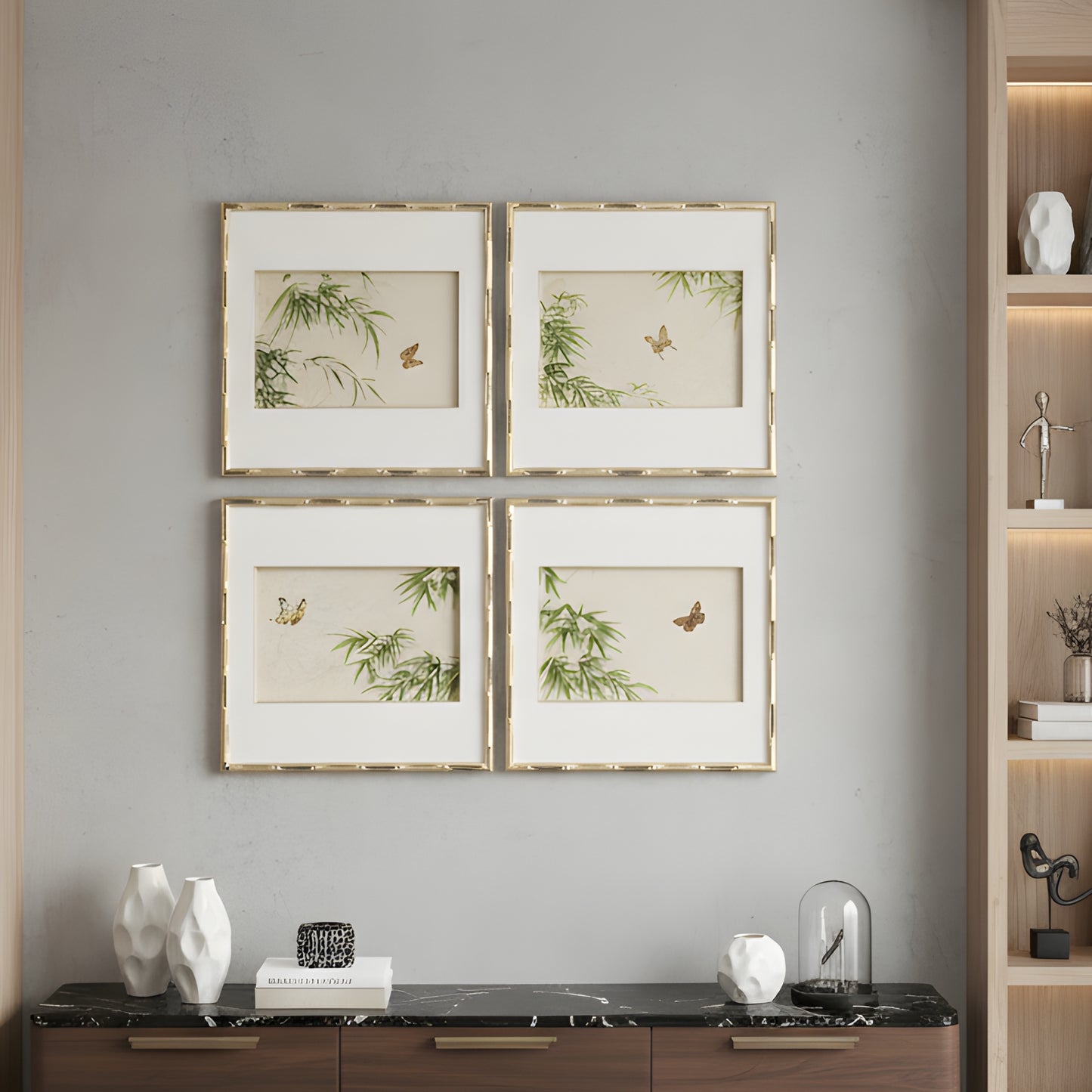 Satori - Butterfly & Nature Inspired Premium Wall Art (Set of 4) ~ 3.5 x 3.5 ft