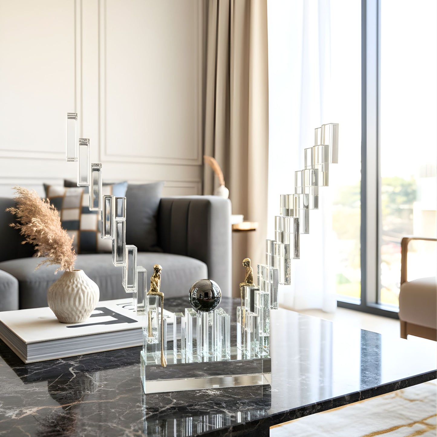 Levels - Crystal & Brass Showpiece