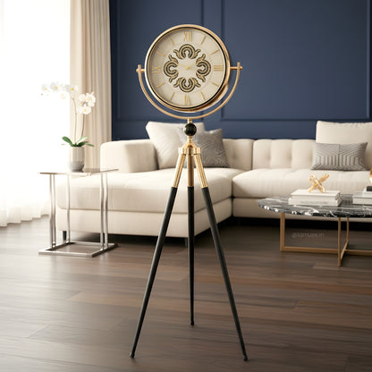 Artisanal Timecraft - Designer Floor Clock with Moving Gears Mechanism - White & Gold