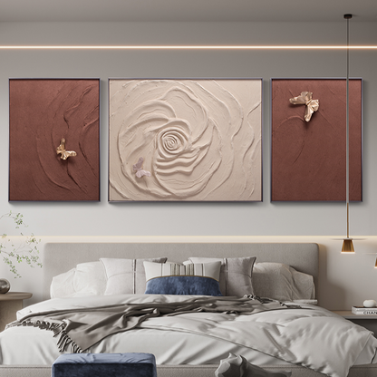 The Fluttering Whispers - Large Floral 3D Premium Wall Art (Set of 3)