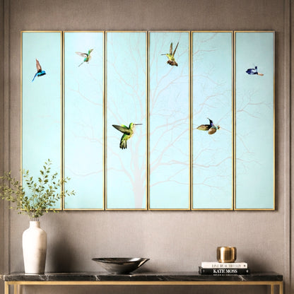 Soar – Nature inspired Mixed Media Wall Art (Set of 6) ~ 6.5 ft x 4 ft