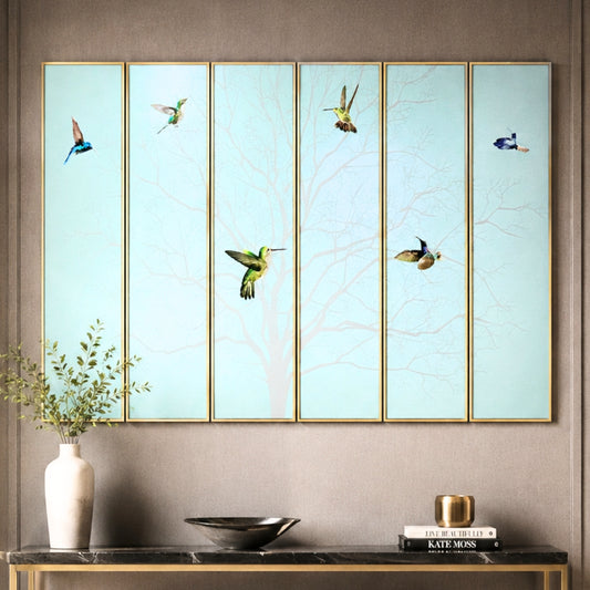 Soar – Nature inspired Mixed Media Wall Art (Set of 6) ~ 6.5 ft x 4 ft