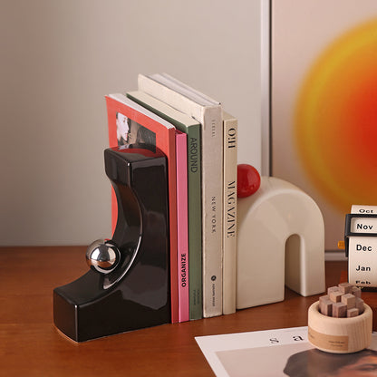 Bookend Bound by Motion Table Showpiece & Bookend - Black & White (Set of 2)
