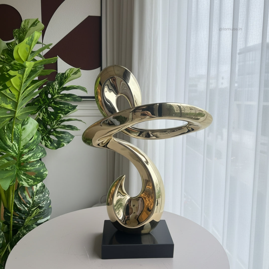 Continuum - Modern Abstract Metallic Gold Finish Sculpture ~ 2.5 feet Tall