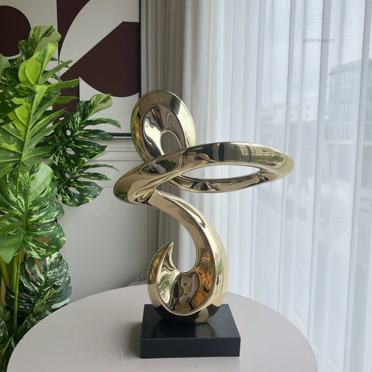 Continuum - Modern Abstract Metallic Gold Finish Sculpture ~ 2.5 feet Tall