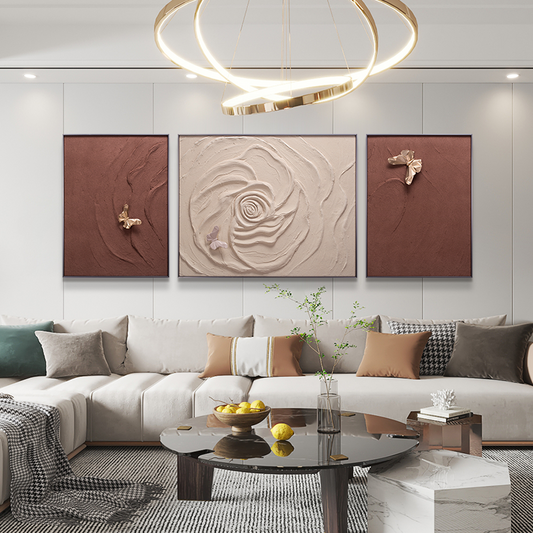 The Fluttering Whispers - Large Floral 3D Premium Wall Art (Set of 3)