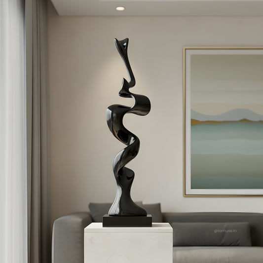 Flaire - Modern Abstract Gun Metallic Finish Sculpture ~ 3.5 Feet Tall