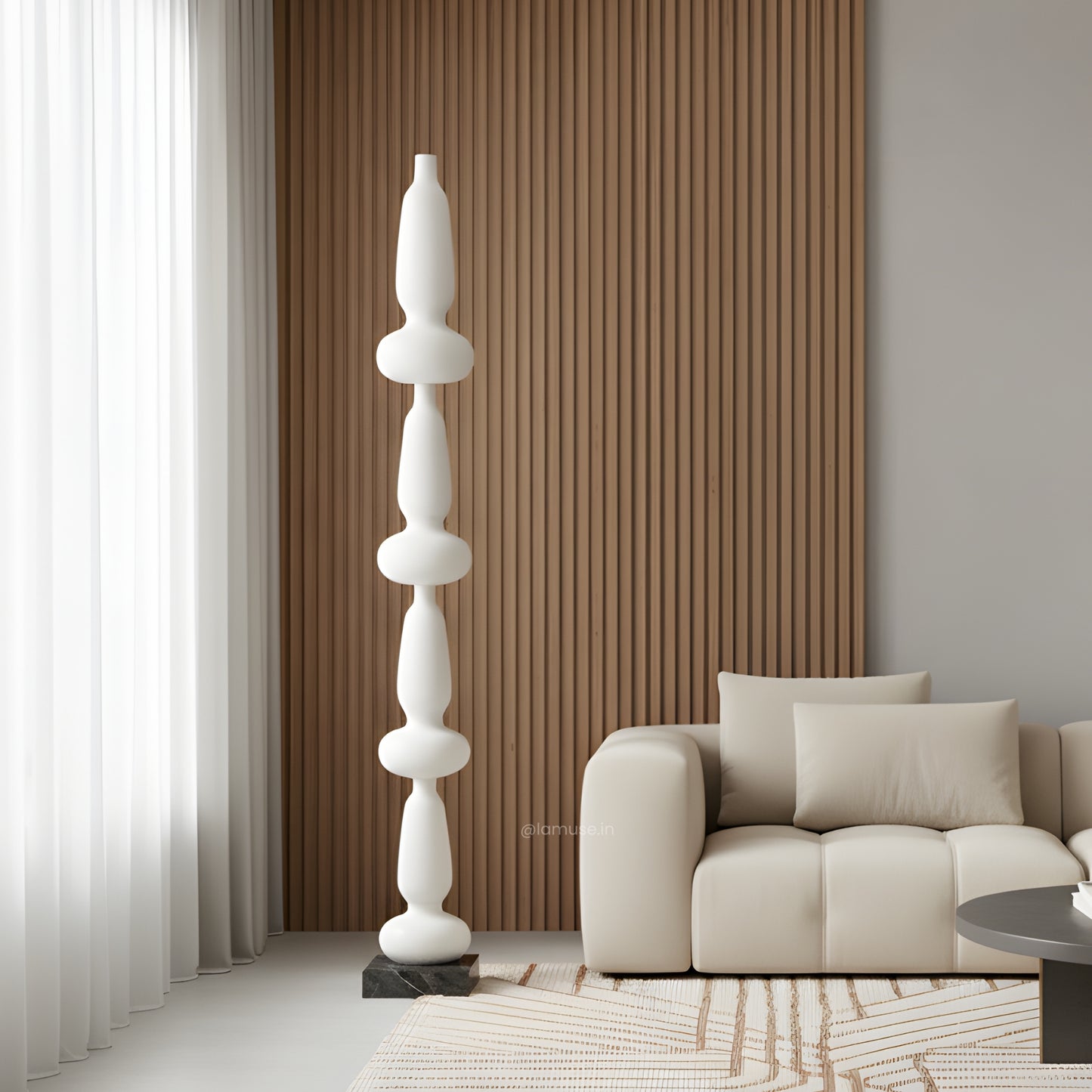 Portal - White Totem Floor Sculpture ~ 5.5 feet Tall