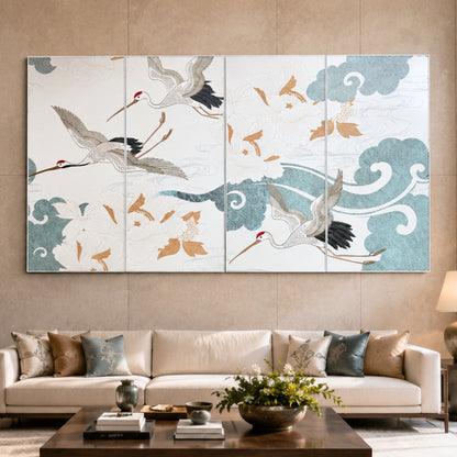 Skybound - Nature-inspired Embroidered Wall Art (Set of 4) ~ 7.5 ft x 4 ft