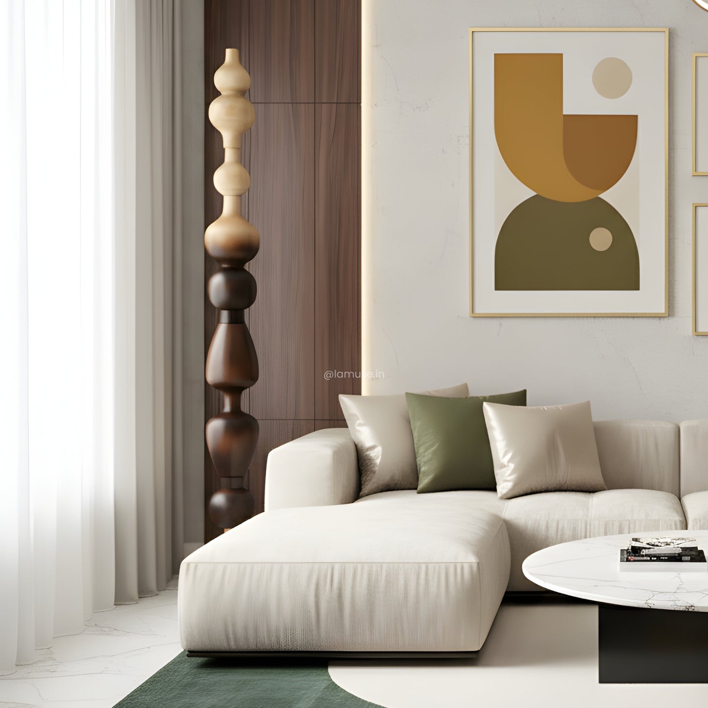 Nexus - Wood Finish Totem Floor Sculpture ~ 7 feet Tall