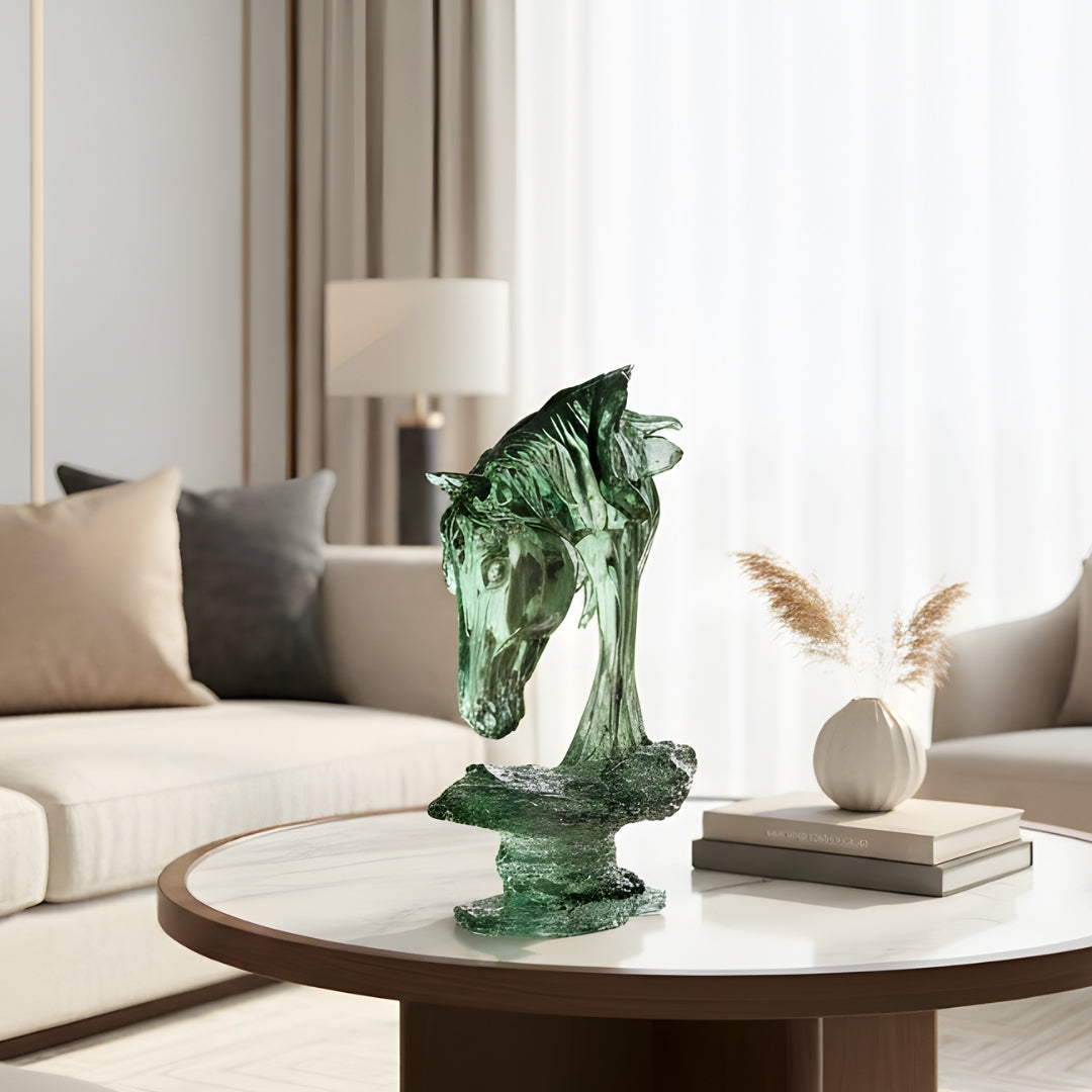 Phantom - Green Horse Showpiece ~ 1.5 feet Tall