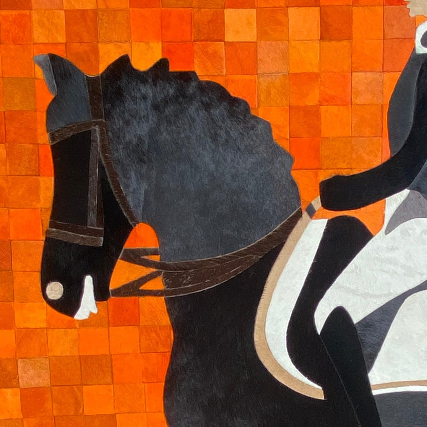 The Marshal - Horse & Rider Bovine Leather Wall Art ~ 5 feet