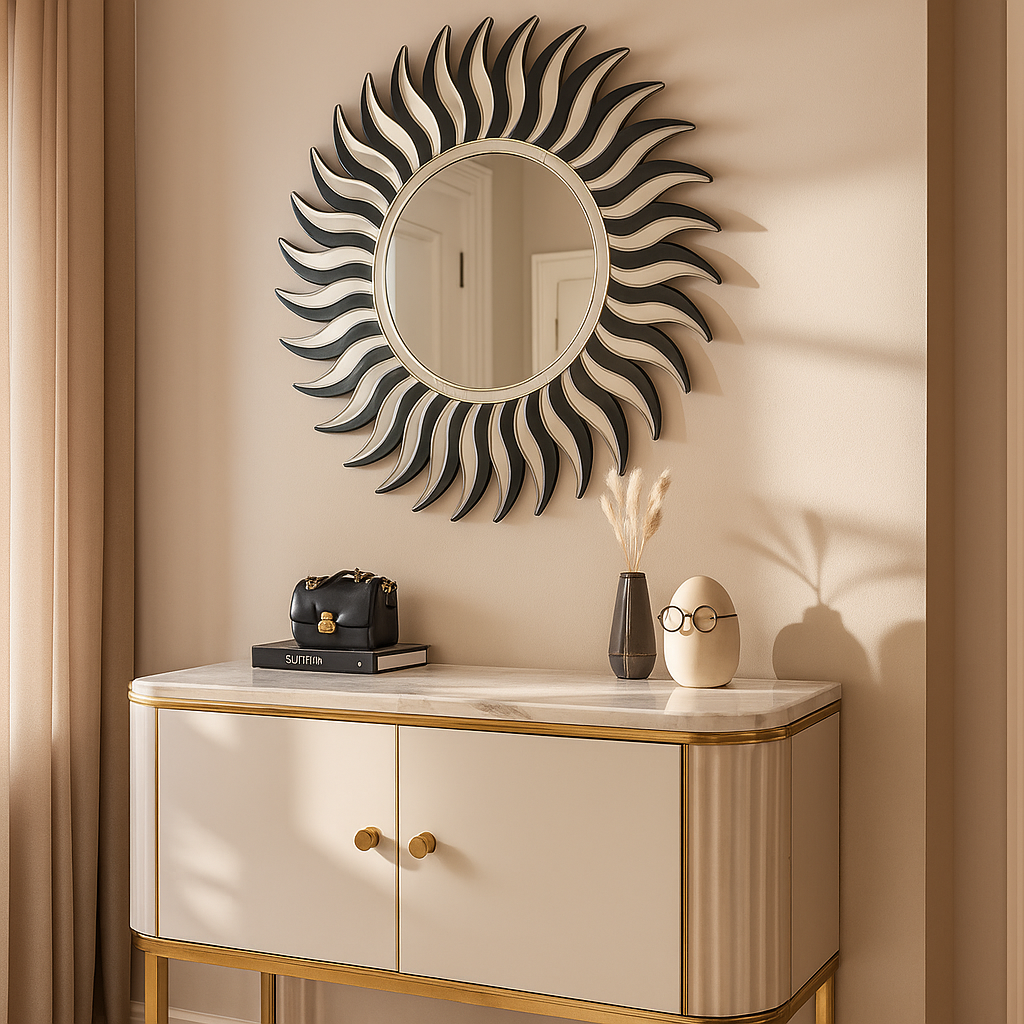 Burst of Sunshine - Silver Finish Premium Wall Mirror ~ 3.3 ft Dia