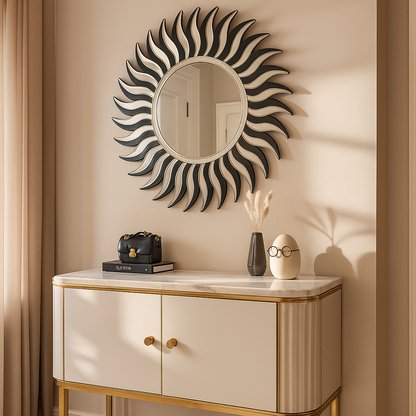 Burst of Sunshine - Silver Finish Premium Wall Mirror ~ 3.3 ft Dia