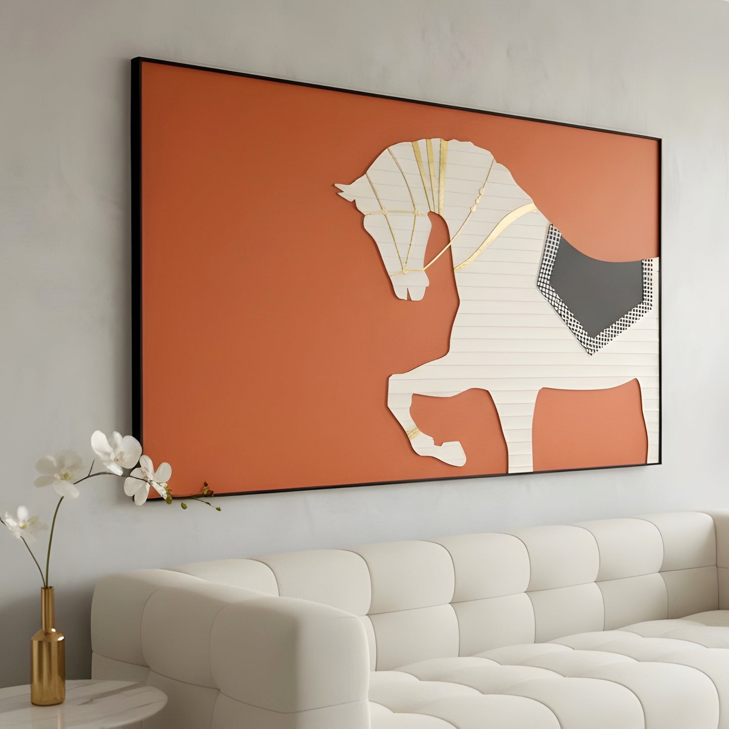 Stallion - Leather Textured Large 3D Horse Wall Art ~ 6 ft long