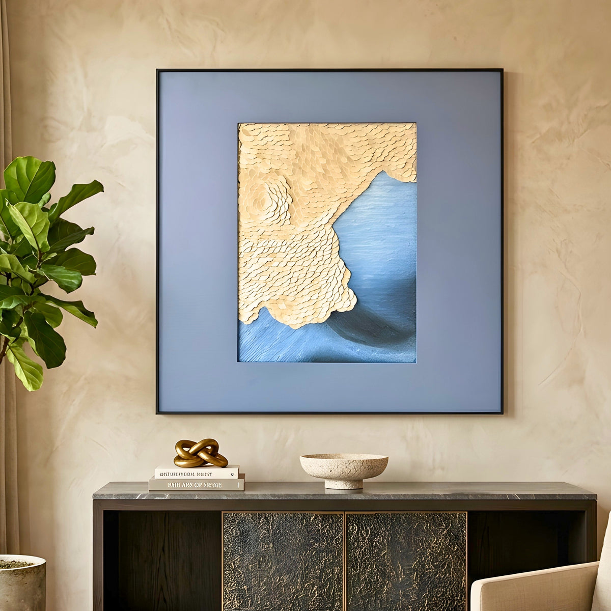 Shore - Textured Leather Premium Wall Art ~ 3 ft x 3 ft