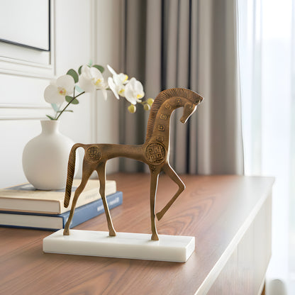 Stride - Metal & Marble Horse Showpiece ~ 1.5 ft Tall