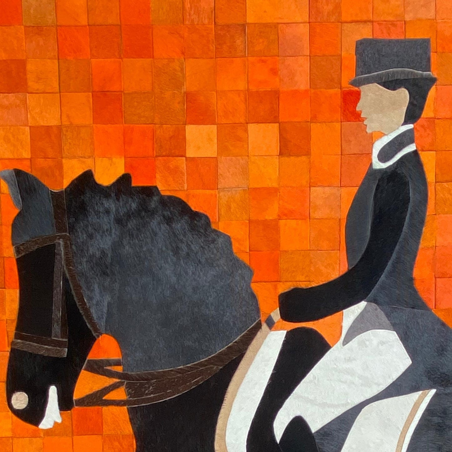 The Marshal - Horse & Rider Bovine Leather Wall Art ~ 5 feet