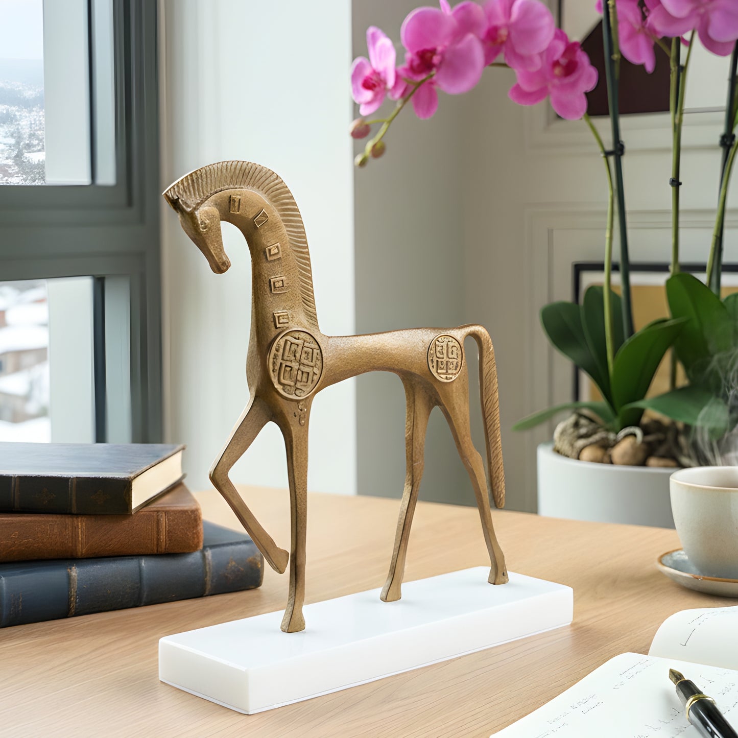 Stride - Metal & Marble Horse Showpiece ~ 1.5 ft Tall