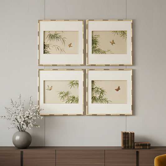 Satori - Butterfly & Nature Inspired Premium Wall Art (Set of 4) ~ 3.5 x 3.5 ft