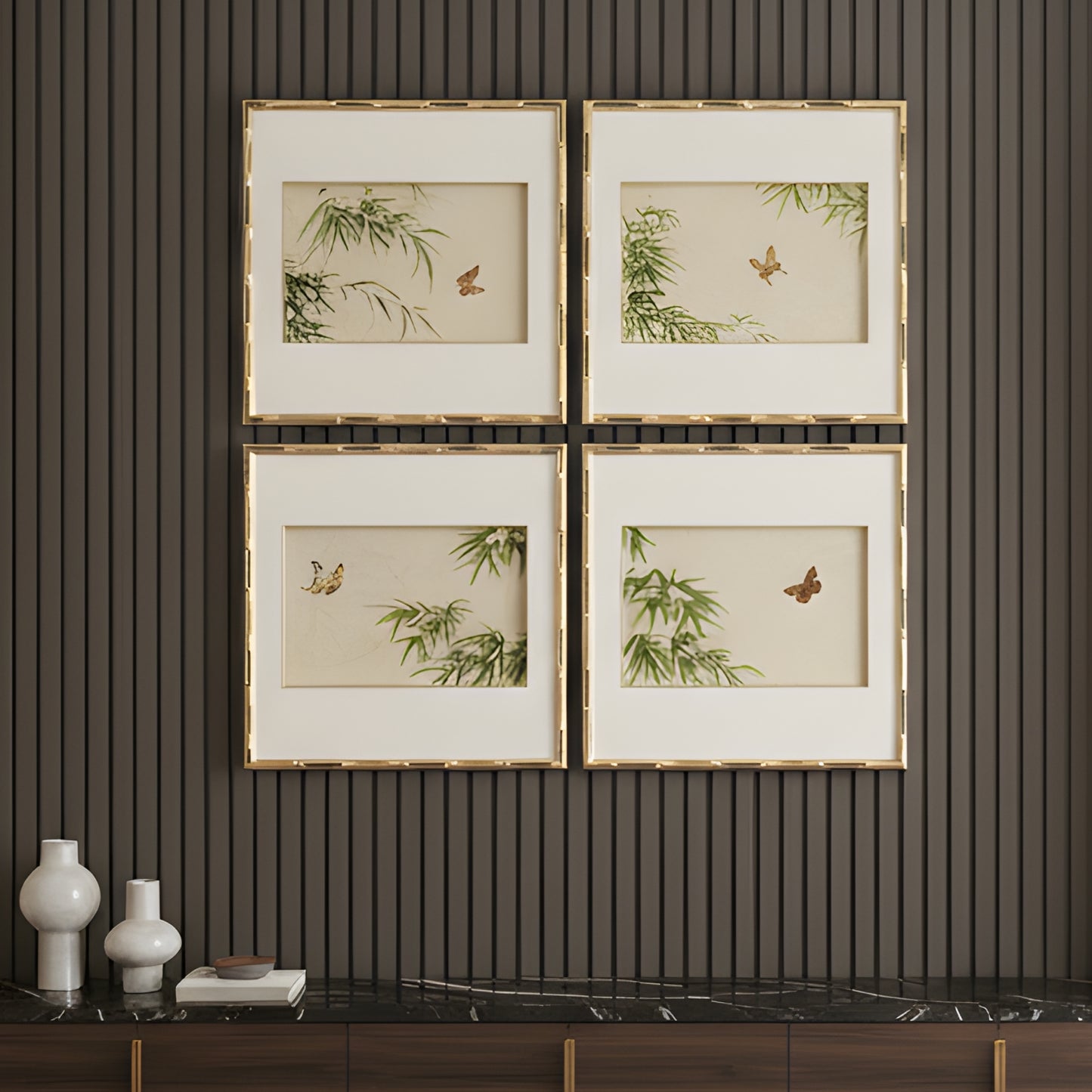 Satori - Butterfly & Nature Inspired Premium Wall Art (Set of 4) ~ 3.5 x 3.5 ft