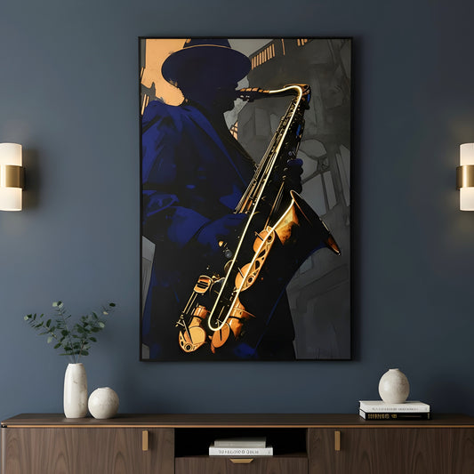 The Jazz Room - Saxophone themed LED Wall Art ~ 5 ft x 3.5 ft