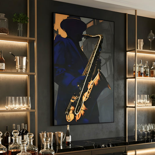 The Jazz Room - Saxophone themed LED Wall Art ~ 5 ft x 3.5 ft
