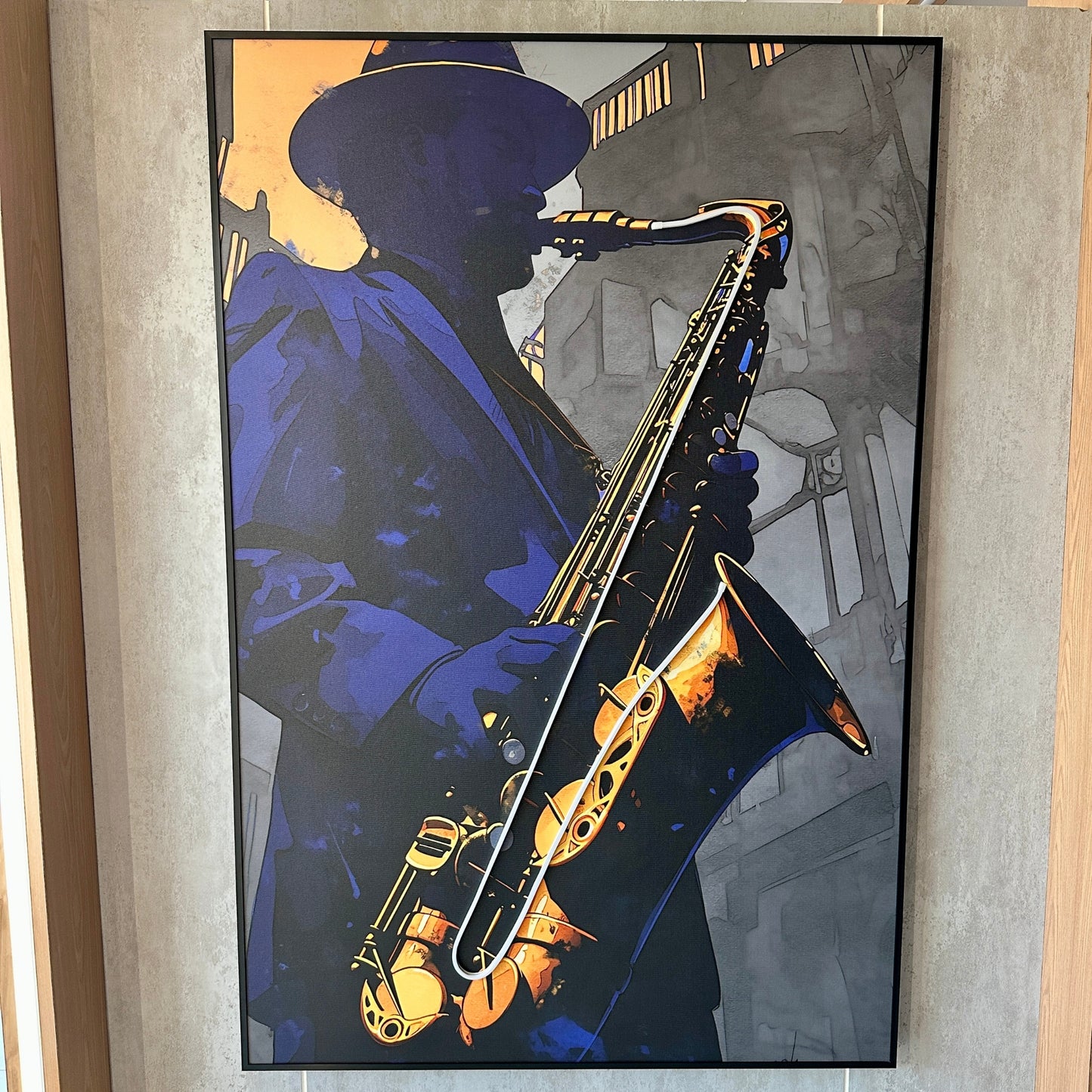 The Jazz Room - Saxophone themed LED Wall Art ~ 5 ft x 3.5 ft