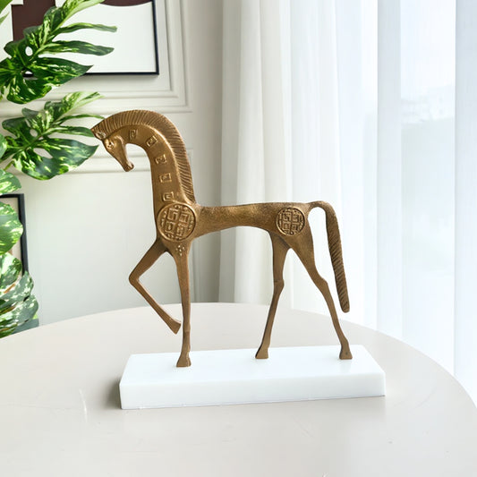 Stride - Metal & Marble Horse Showpiece ~ 1.5 ft Tall