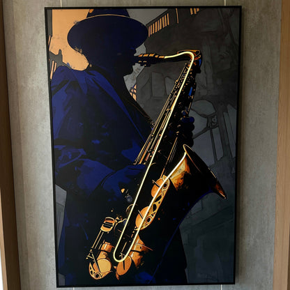 The Jazz Room - Saxophone themed LED Wall Art ~ 5 ft x 3.5 ft