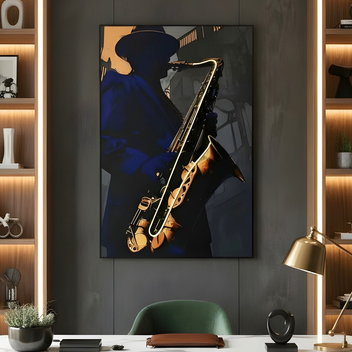 The Jazz Room - Saxophone themed LED Wall Art ~ 5 ft x 3.5 ft