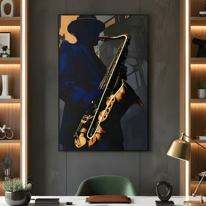 The Jazz Room - Saxophone themed LED Wall Art ~ 5 ft x 3.5 ft