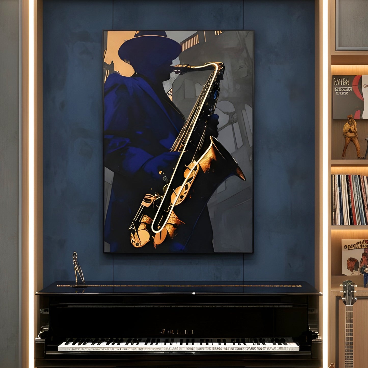 The Jazz Room - Saxophone themed LED Wall Art ~ 5 ft x 3.5 ft