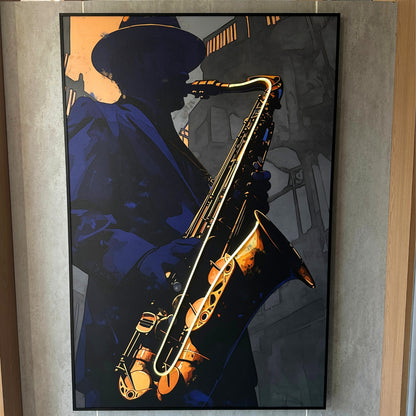 The Jazz Room - Saxophone themed LED Wall Art ~ 5 ft x 3.5 ft