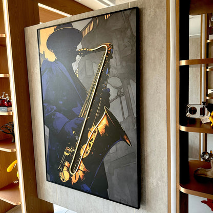 The Jazz Room - Saxophone themed LED Wall Art ~ 5 ft x 3.5 ft