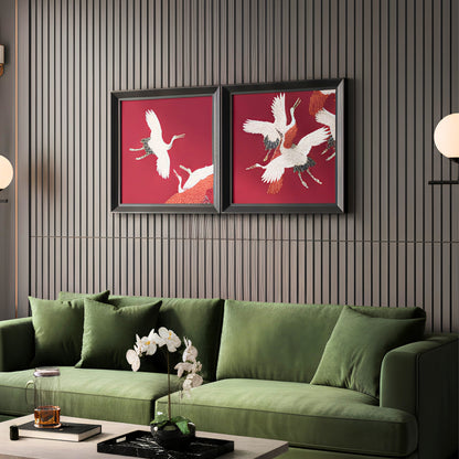 Skydance – Cranes inspired Embroidered Wall Art