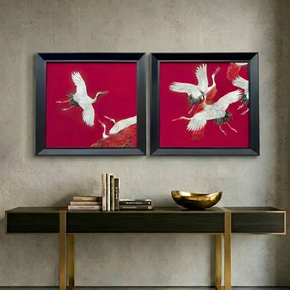 Skydance – Cranes inspired Embroidered Wall Art
