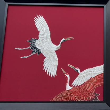 Skydance – Cranes inspired Embroidered Wall Art