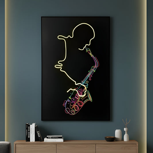 The Jazz Room - Saxophone themed LED Wall Art ~ 4 ft x 3 ft