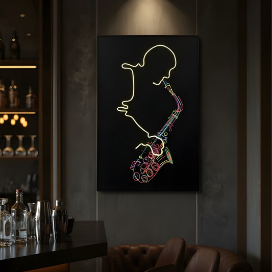 The Jazz Room - Saxophone themed LED Wall Art ~ 4 ft x 3 ft