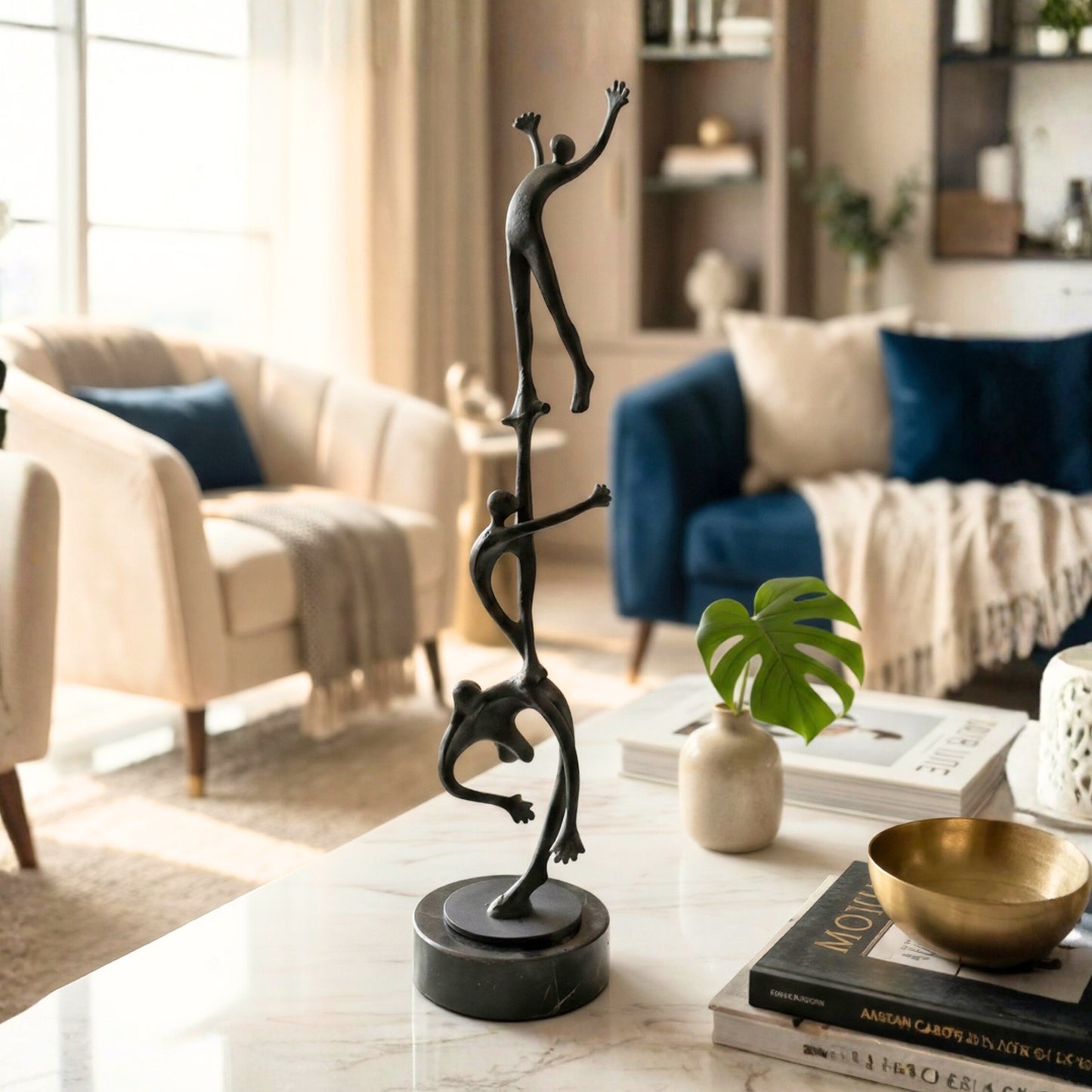 Ascent - Metal & Marble Human Figurine ~ 1.5 ft Tall