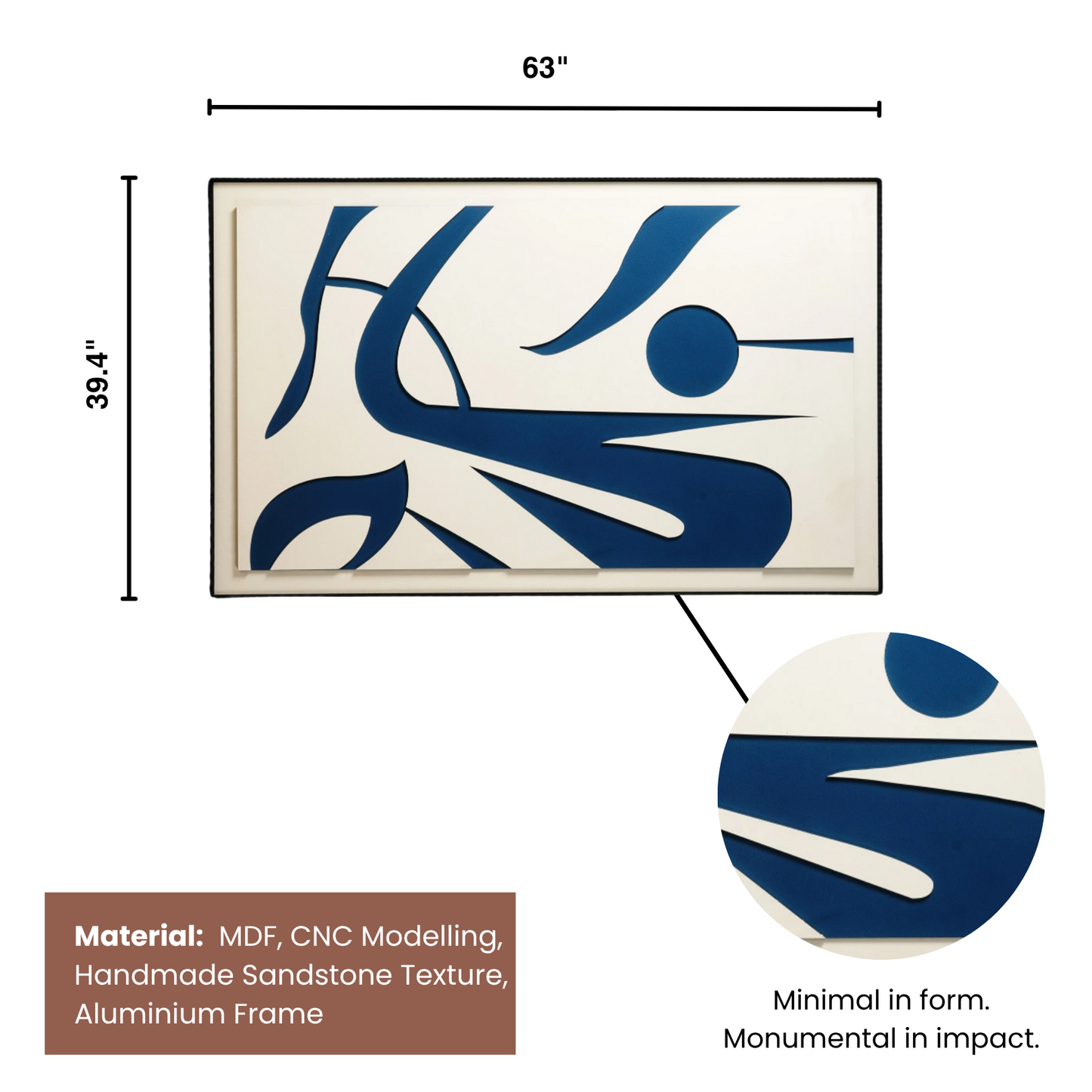 Earth & Ether - Premium Textured 3D Wall Art - Blue (~ 3.5 ft x 5.5 ft)