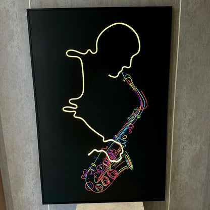The Jazz Room - Saxophone themed LED Wall Art ~ 4 ft x 3 ft