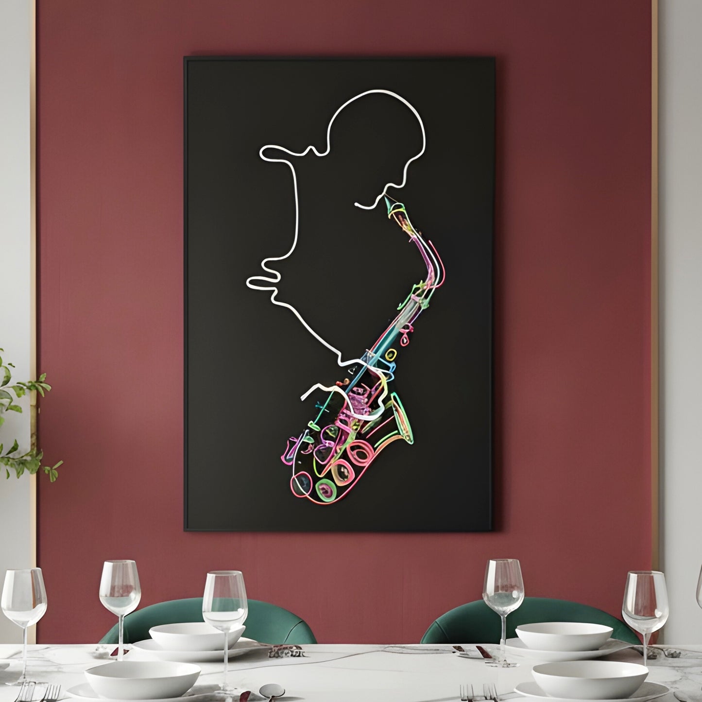 The Jazz Room - Saxophone themed LED Wall Art ~ 4 ft x 3 ft